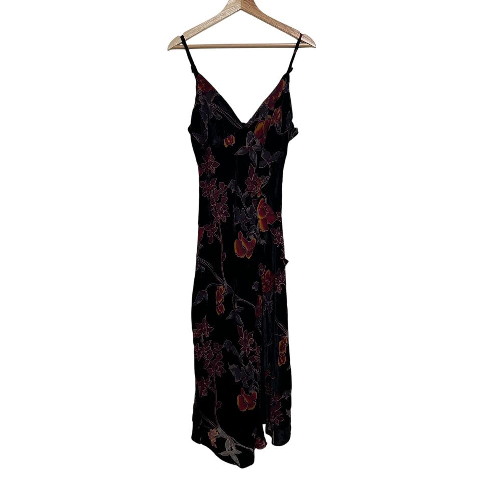 Lulus Velvet Burnout Floral Maxi Dress Womens Large Black Romantic Slip Wedding - Picture 7 of 10